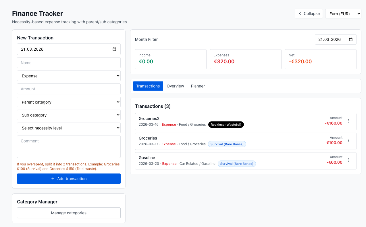Build Momentum budget tracker