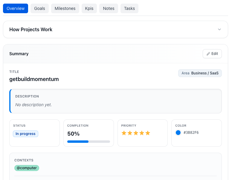 Build Momentum project management