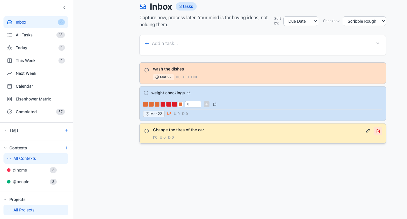 Build Momentum task inbox and lists