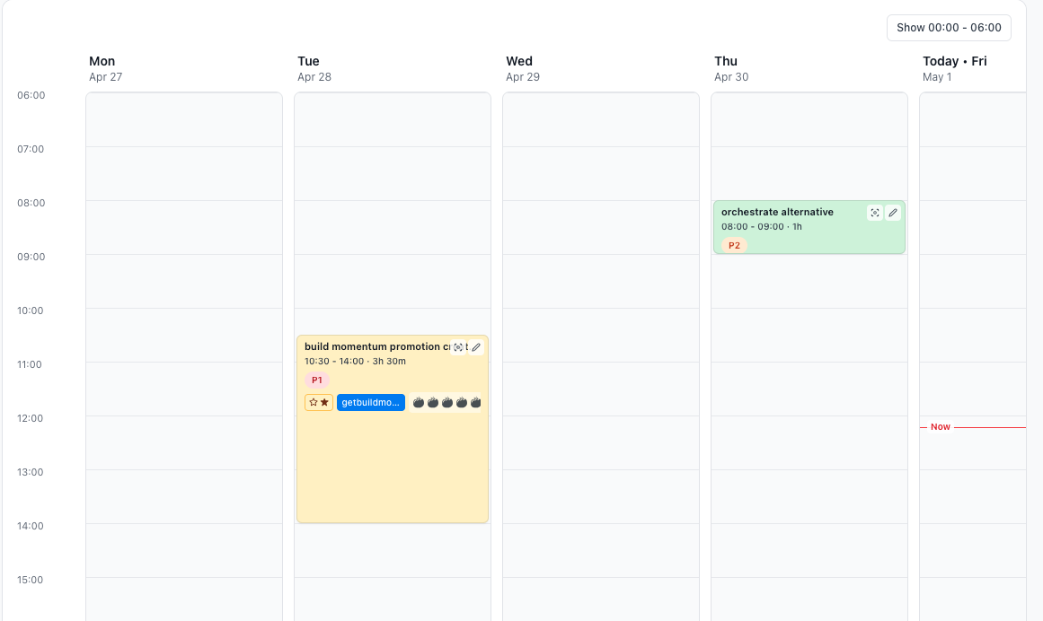 Tasks time blocks and scheduling
